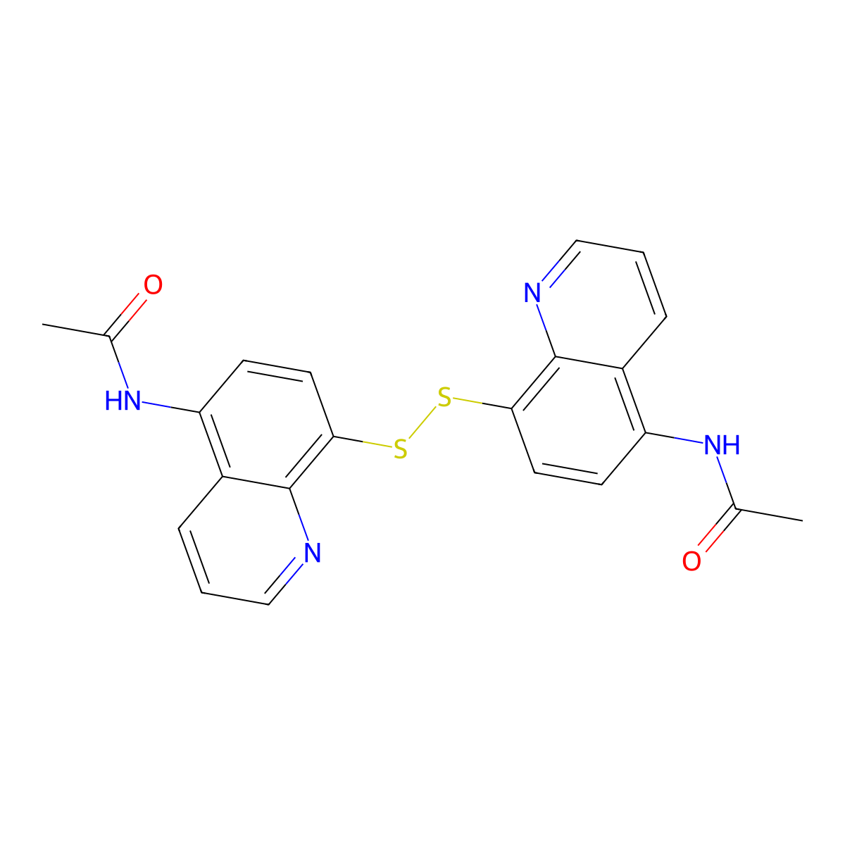 N-(8-((5-(Acetylamino)-8-quinolinyl)dithio)-5-quinolinyl)acetamide molecular structure, CAS 5429-79-8