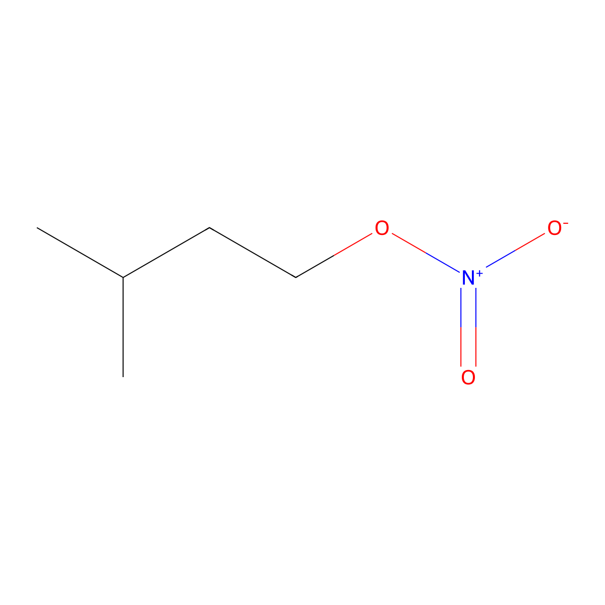 Isoamyl nitrate molecular structure, CAS 543-87-3