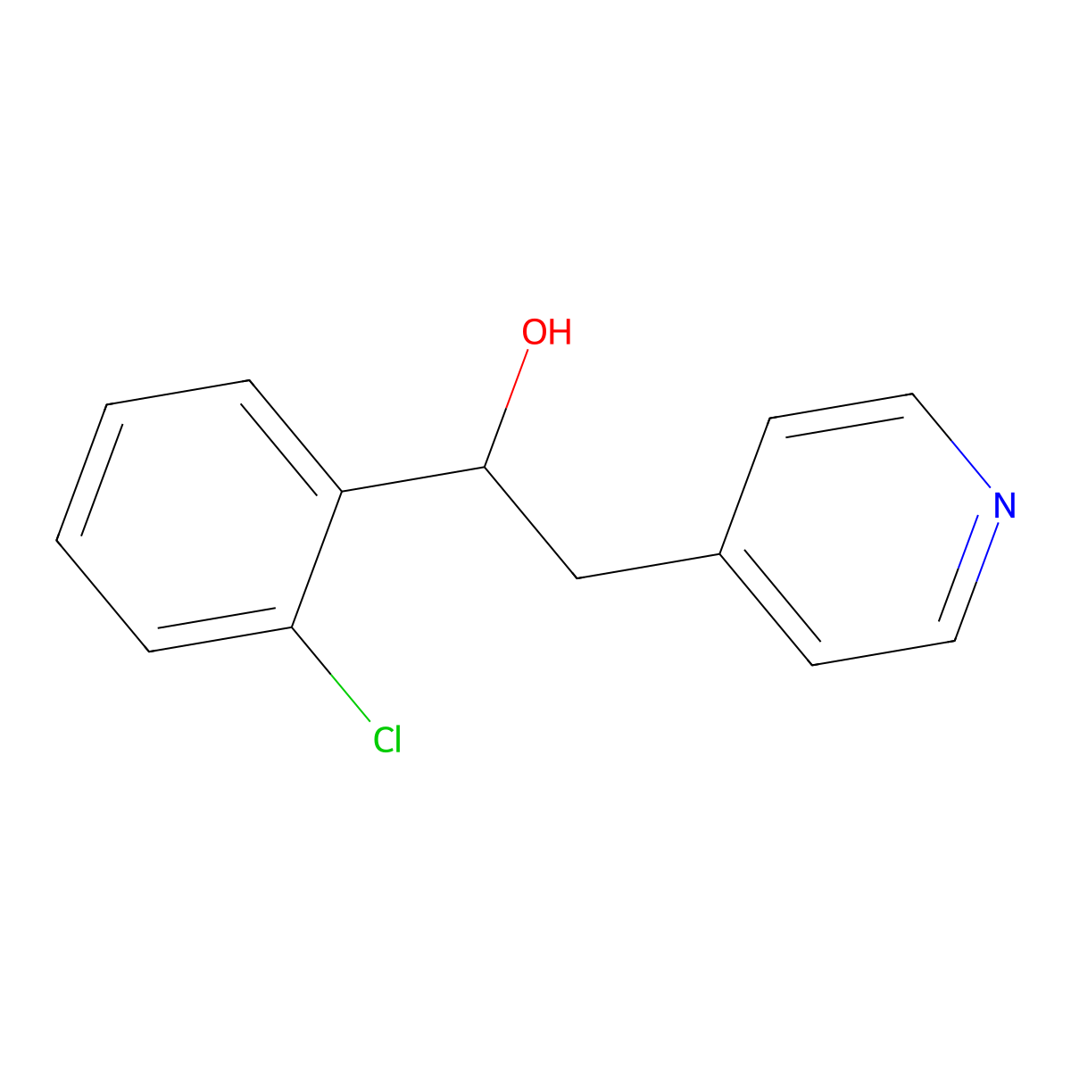1-(2-Chlorophenyl)-2-pyridin-4-ylethanol molecular structure, CAS 5430-52-4