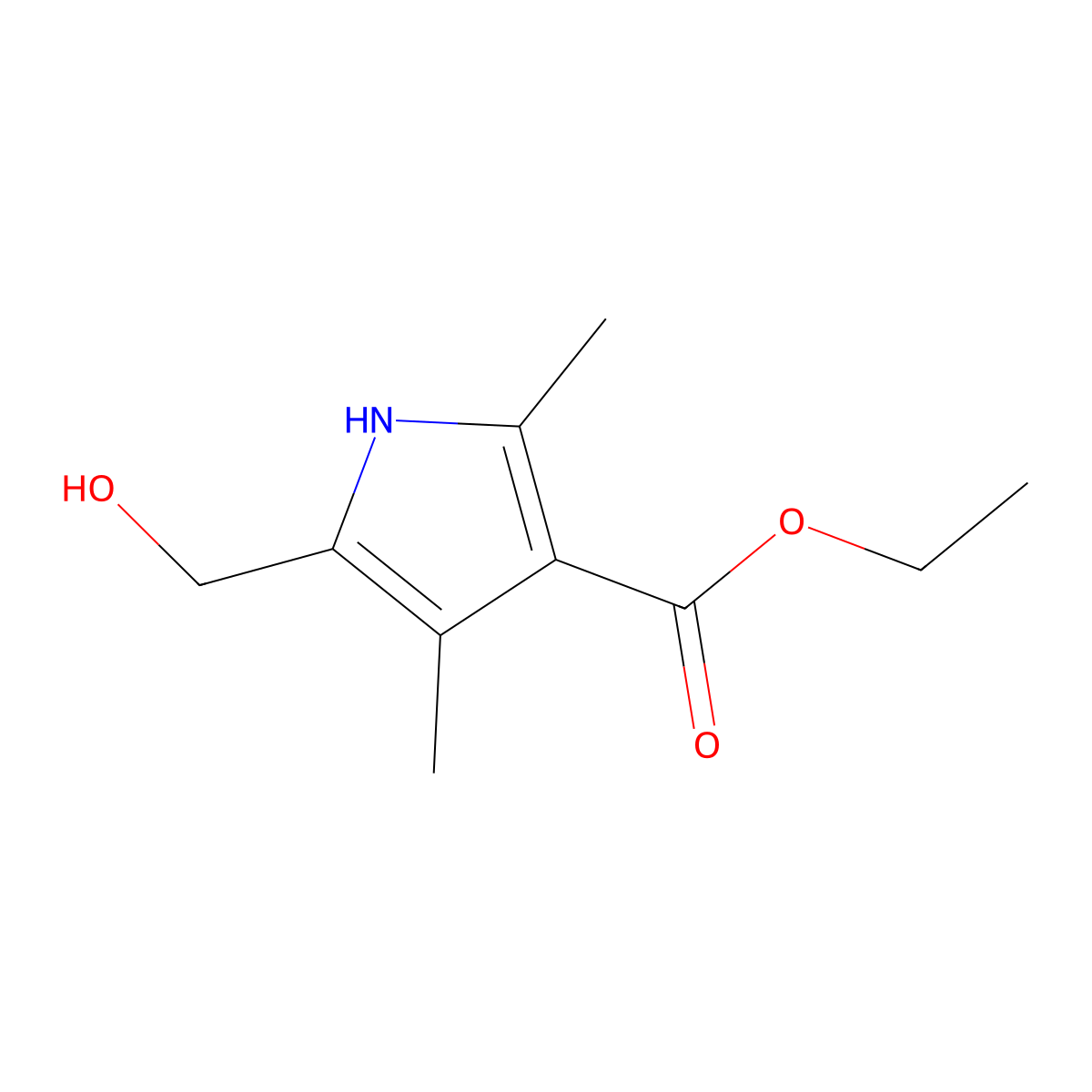 Ethyl 5-(hydroxymethyl)-2,4-dimethyl-1h-pyrrole-3-carboxylate molecular structure, CAS 5430-82-0