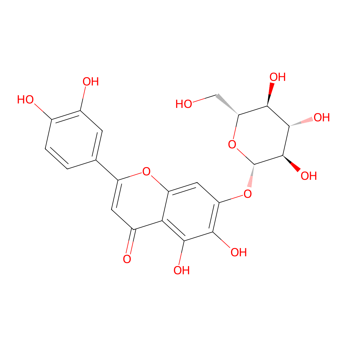 6-Hydroxyluteolin 7-glucoside molecular structure, CAS 54300-65-1