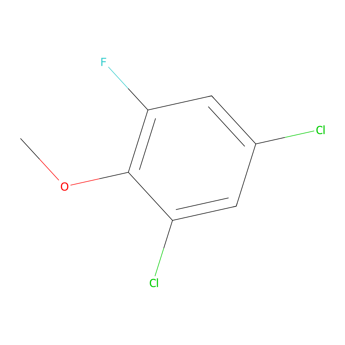 1,5-Dichloro-3-fluoro-2-methoxybenzene molecular structure, CAS 54300-72-0