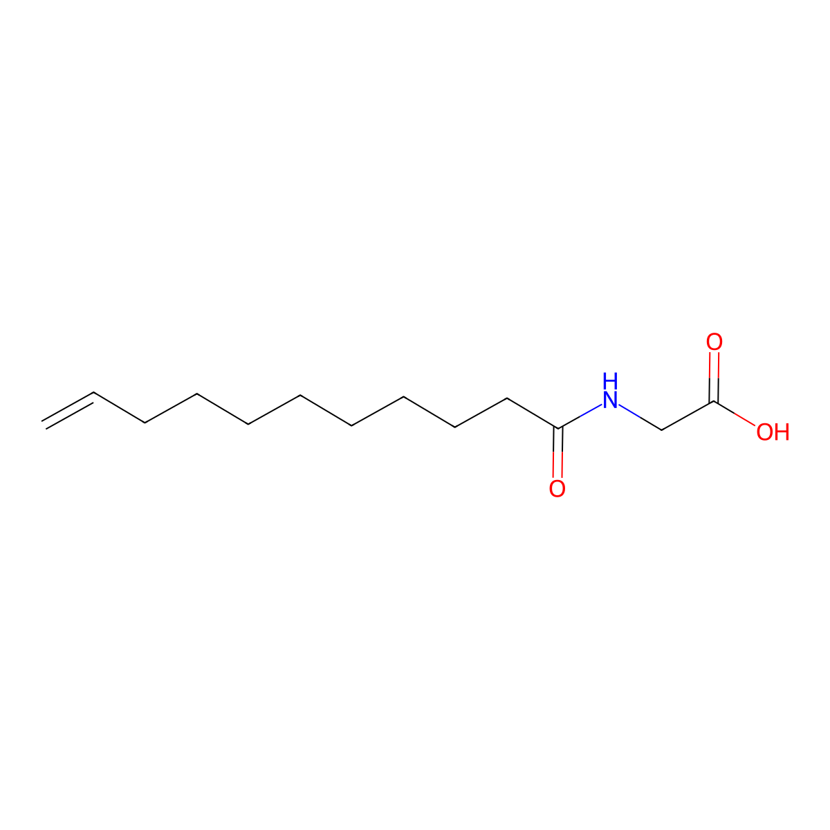 Undecylenoyl Glycine molecular structure, CAS 54301-26-7