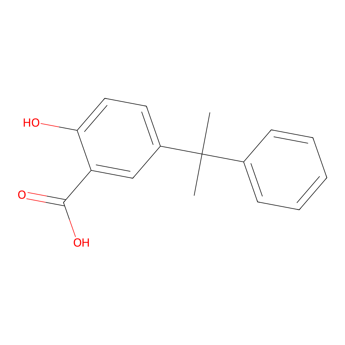 Benzoic acid, 2-hydroxy-5-(1-methyl-1-phenylethyl)- molecular structure, CAS 54301-66-5