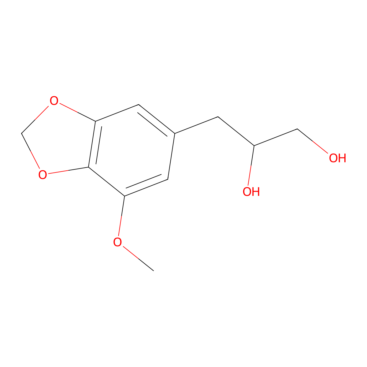 3-(7-Methoxy-2H-1,3-benzodioxol-5-yl)propane-1,2-diol molecular structure, CAS 54306-09-1