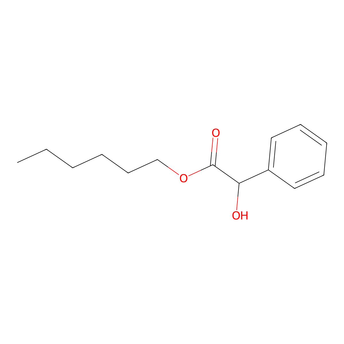 Hexyl alpha-hydroxybenzeneacetate molecular structure, CAS 5431-31-2