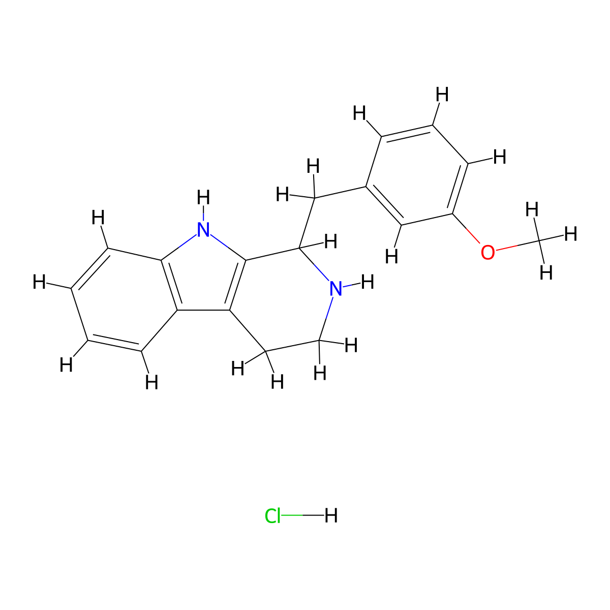1-[(3-methoxyphenyl)methyl]-1H,2H,3H,4H,9H-pyrido[3,4-b]indole hydrochloride molecular structure, CAS 54313-39-2