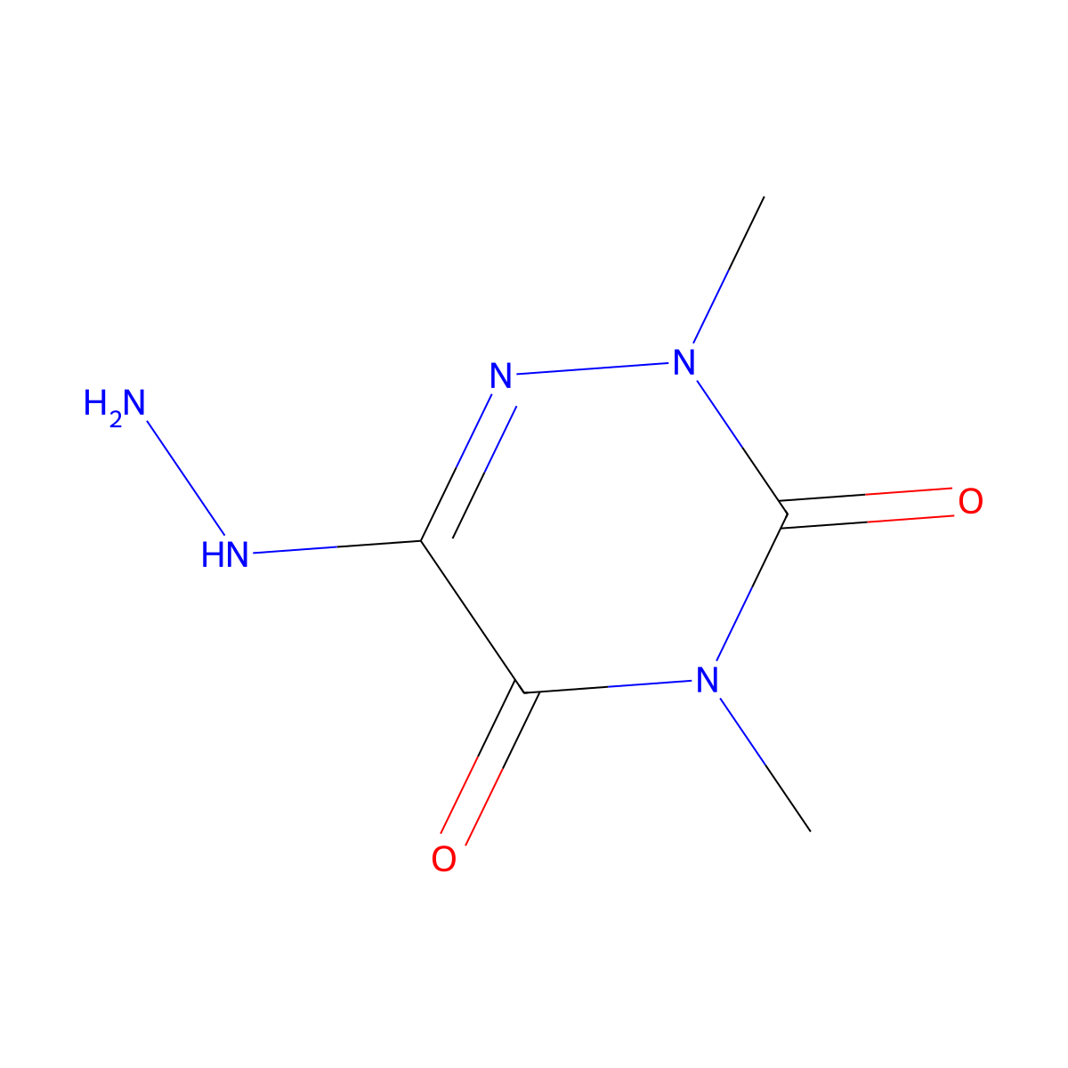 6-Hydrazinyl-2,4-dimethyl-2,3,4,5-tetrahydro-1,2,4-triazine-3,5-dione molecular structure, CAS 54317-65-6