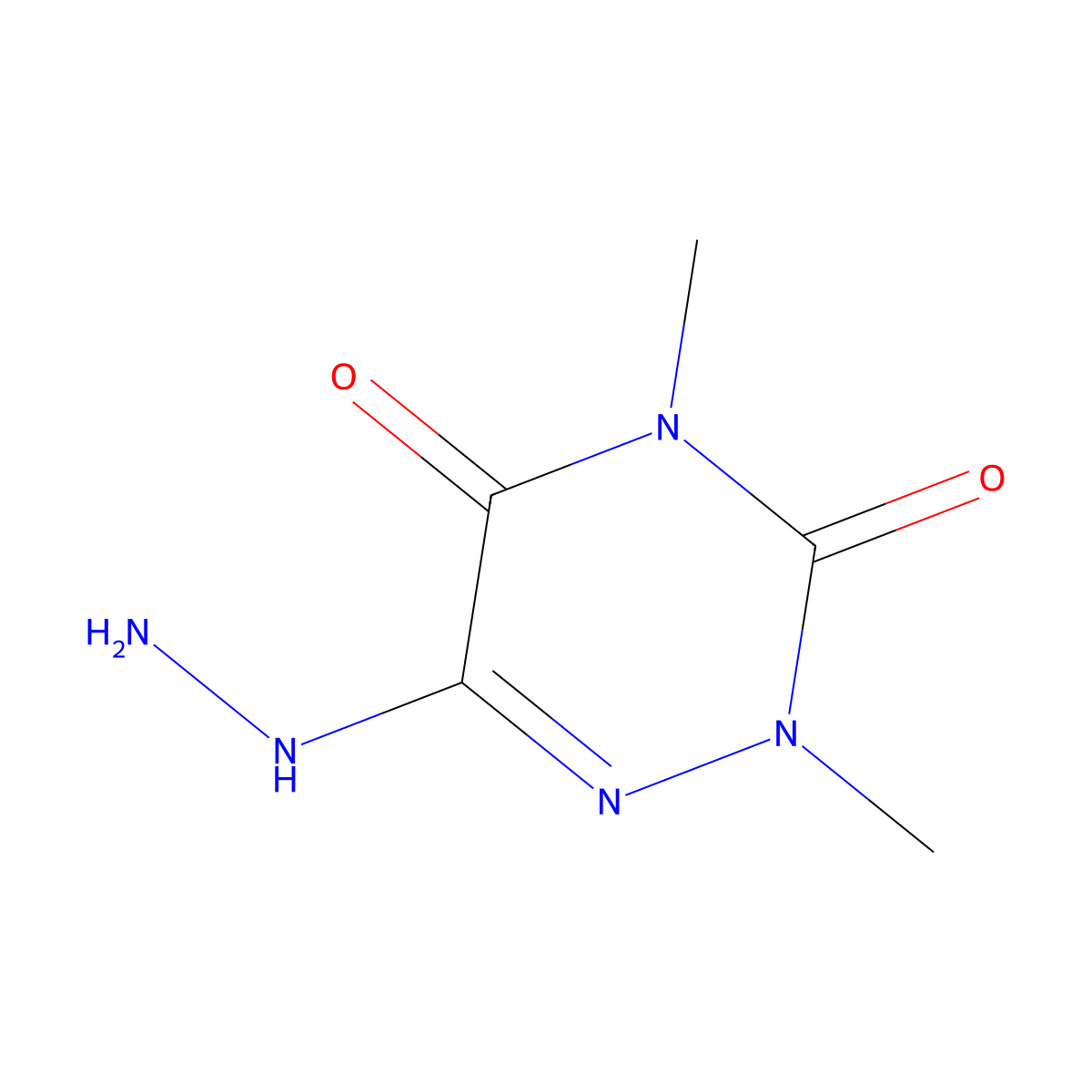 6-Hydrazinyl-2,4-dimethyl-2,3,4,5-tetrahydro-1,2,4-triazine-3,5-dione molecular structure, CAS 54317-65-6