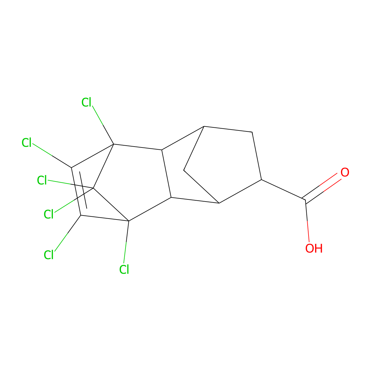 5,6,7,8,9,9-Hexachloro-1,2,3,4,4a,5,8,8a-octahydro-1,4:5,8-dimethanonaphthalene-2-carboxylic acid molecular structure, CAS 5432-00-8