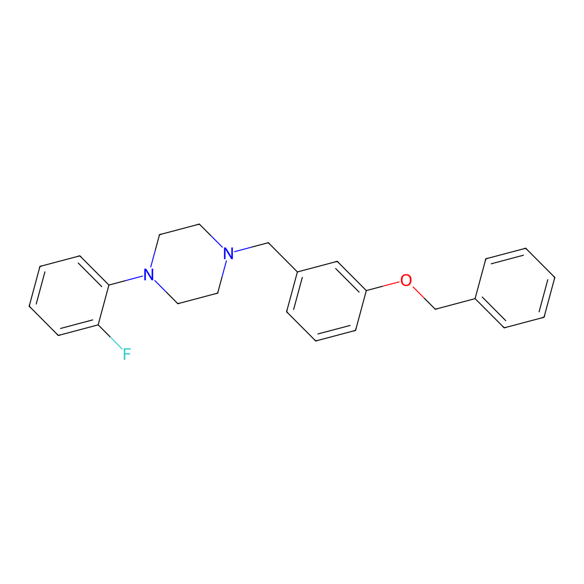 1-(2-Fluorophenyl)-4-[(3-phenylmethoxyphenyl)methyl]piperazine molecular structure, CAS 5432-05-3