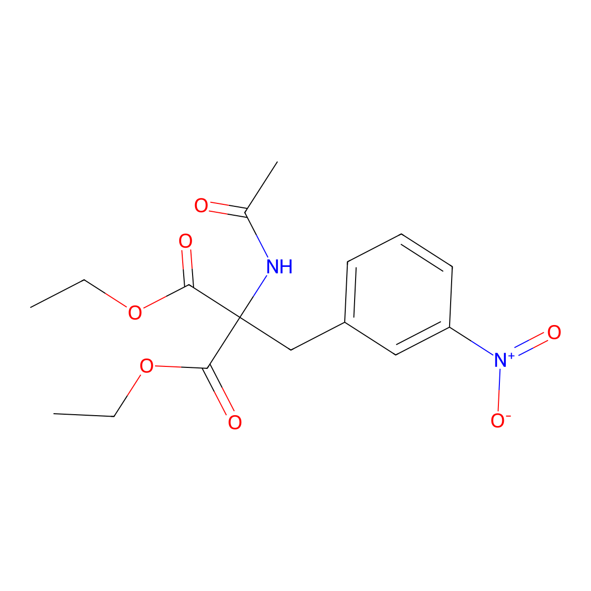 Diethyl (acetylamino)(3-nitrobenzyl)malonate molecular structure, CAS 5432-19-9
