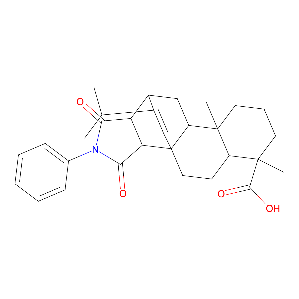 6,9a-Dimethyl-1,3-dioxo-2-phenyl-12-(propan-2-yl)hexadecahydro-3b,11-ethenonaphtho[2,1-e]isoindole-6-carboxylic acid molecular structure, CAS 5432-65-5