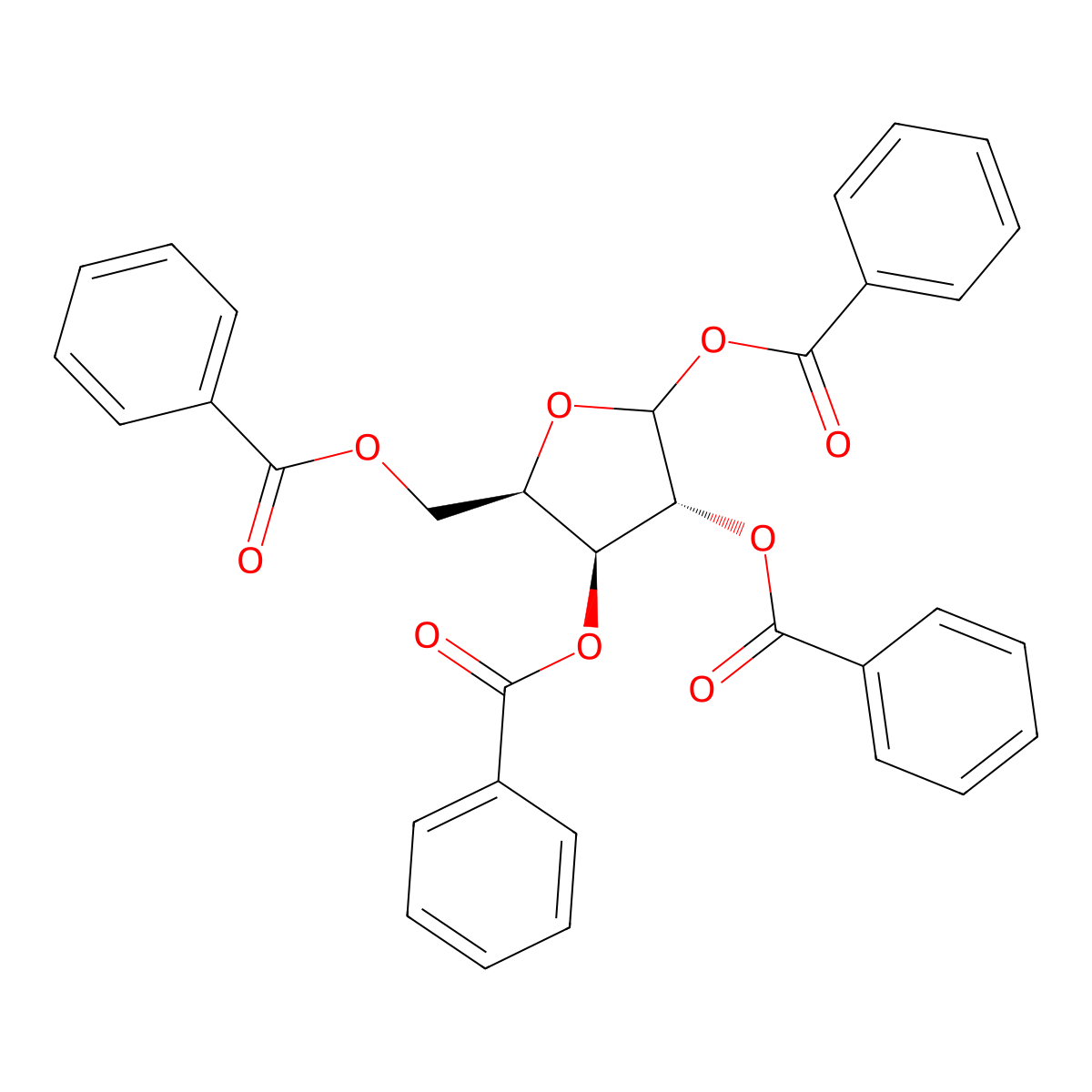 Tetra-O-benzoyl-D-xylofuranose molecular structure, CAS 5432-87-1