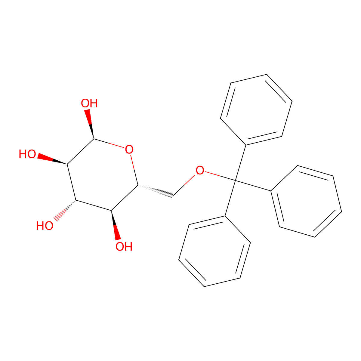 (2S,3R,4S,5S,6R)-6-((Trityloxy)methyl)tetrahydro-2H-pyran-2,3,4,5-tetraol molecular structure, CAS 54325-28-9
