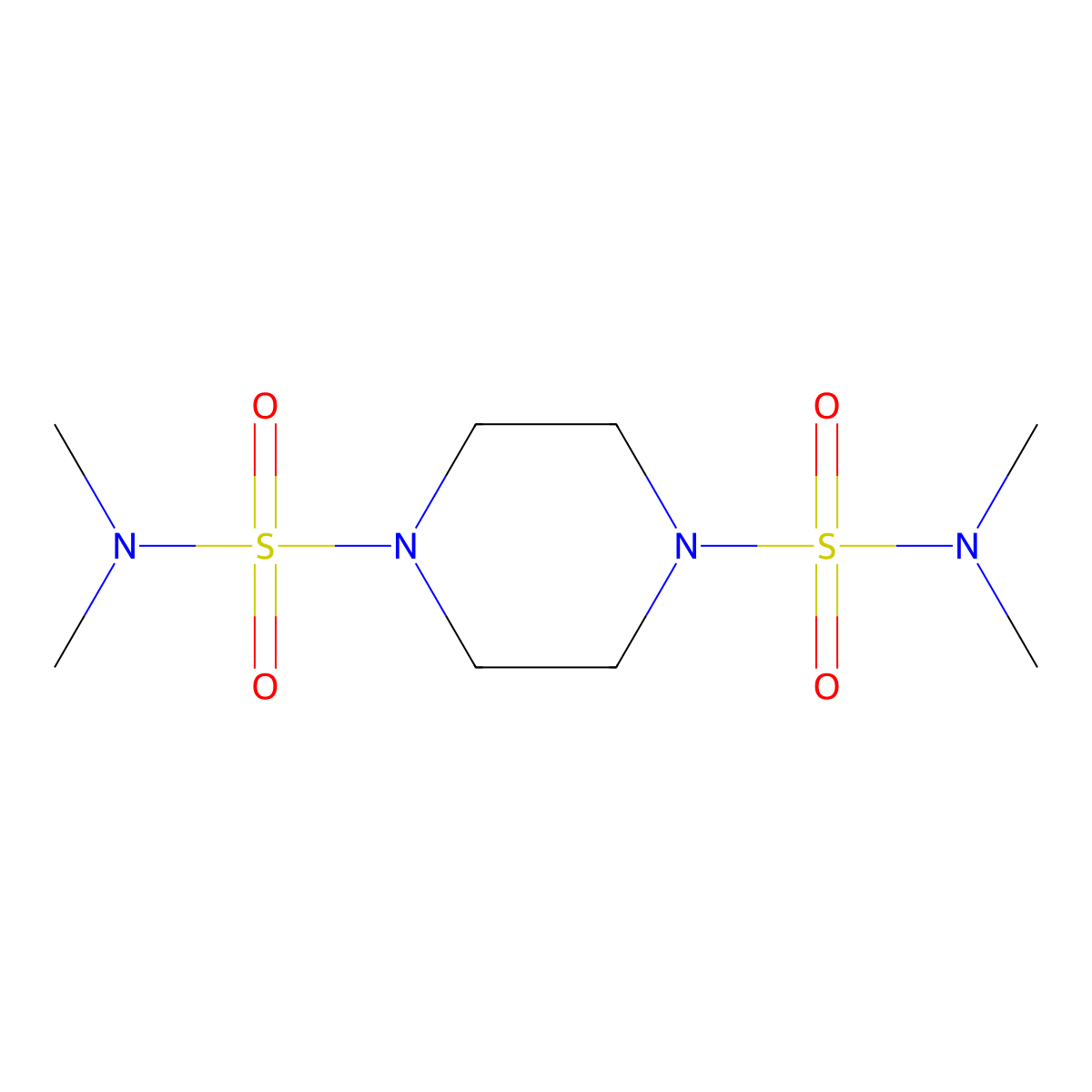 n,n,n',n'-Tetramethylpiperazine-1,4-disulfonamide molecular structure, CAS 5433-59-0