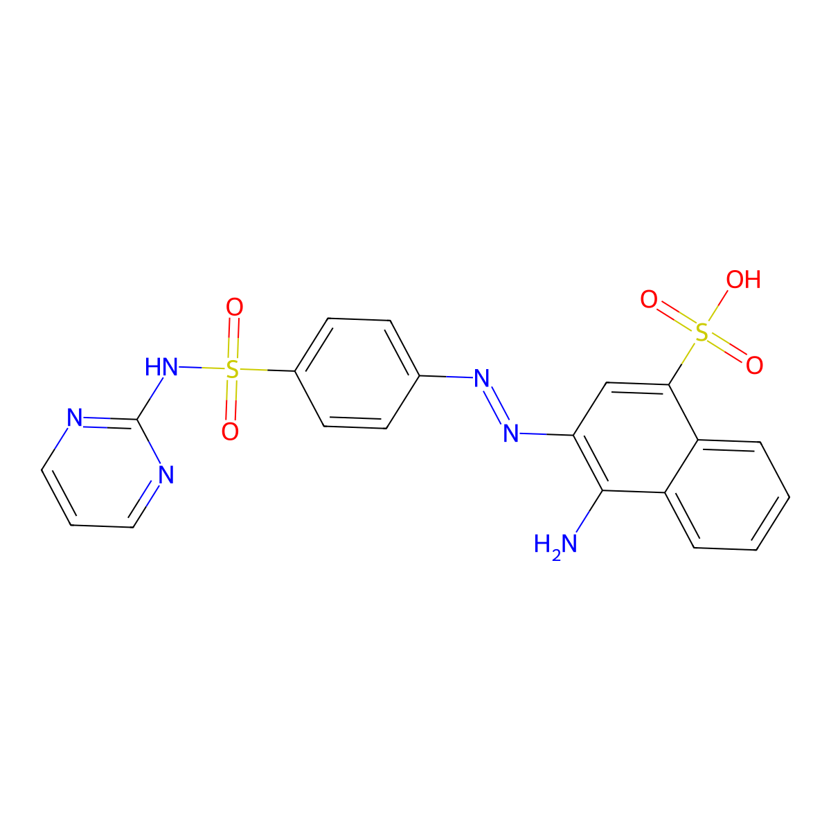 4-Amino-3-{(e)-[4-(pyrimidin-2-ylsulfamoyl)phenyl]diazenyl}naphthalene-1-sulfonic acid molecular structure, CAS 5433-79-4