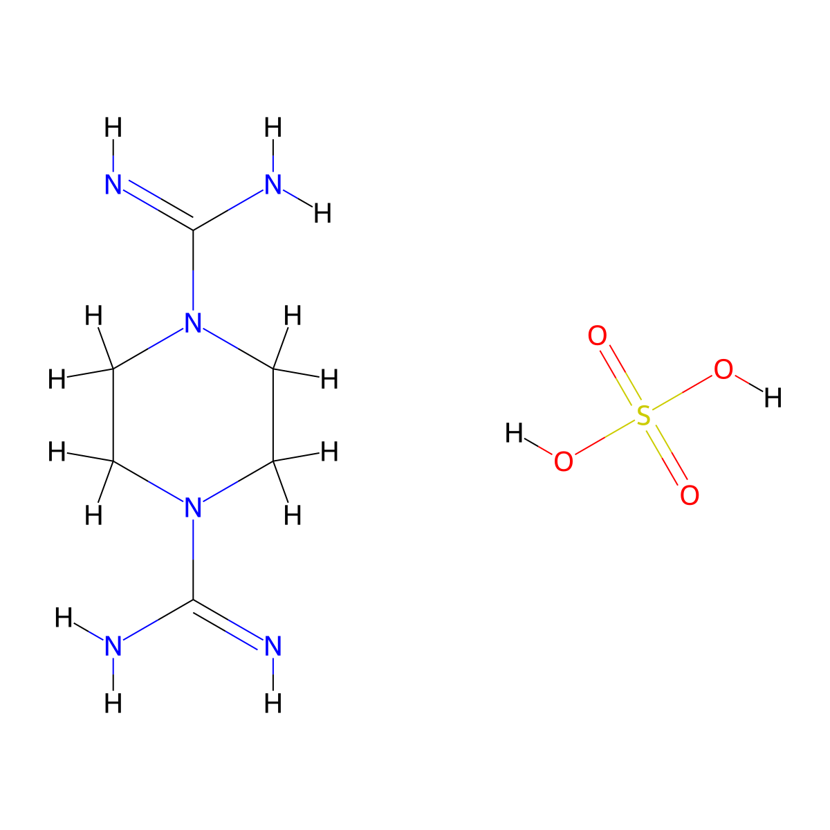 1,4-Piperazinedicarboxamidine, sulfate molecular structure, CAS 54335-85-2