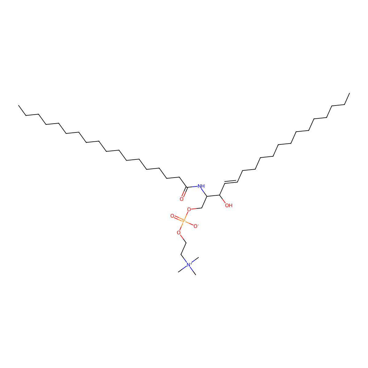 [(E)-3-hydroxy-2-(octadecanoylamino)octadec-4-enyl] 2-(trimethylazaniumyl)ethyl phosphate molecular structure, CAS 54336-69-5