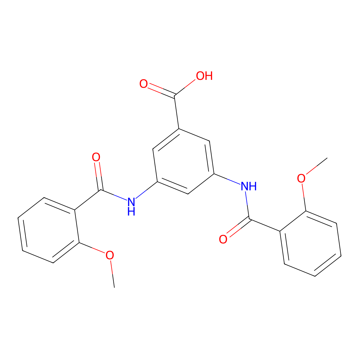 3,5-Bis[(2-methoxyphenyl)carbonylamino]benzoic acid molecular structure, CAS 54338-10-2
