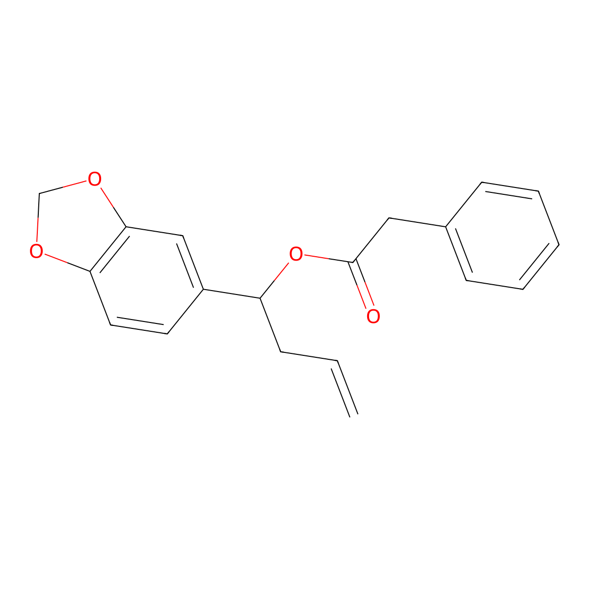 1-(1,3-Benzodioxol-5-yl)but-3-en-1-yl phenylacetate molecular structure, CAS 5434-13-9