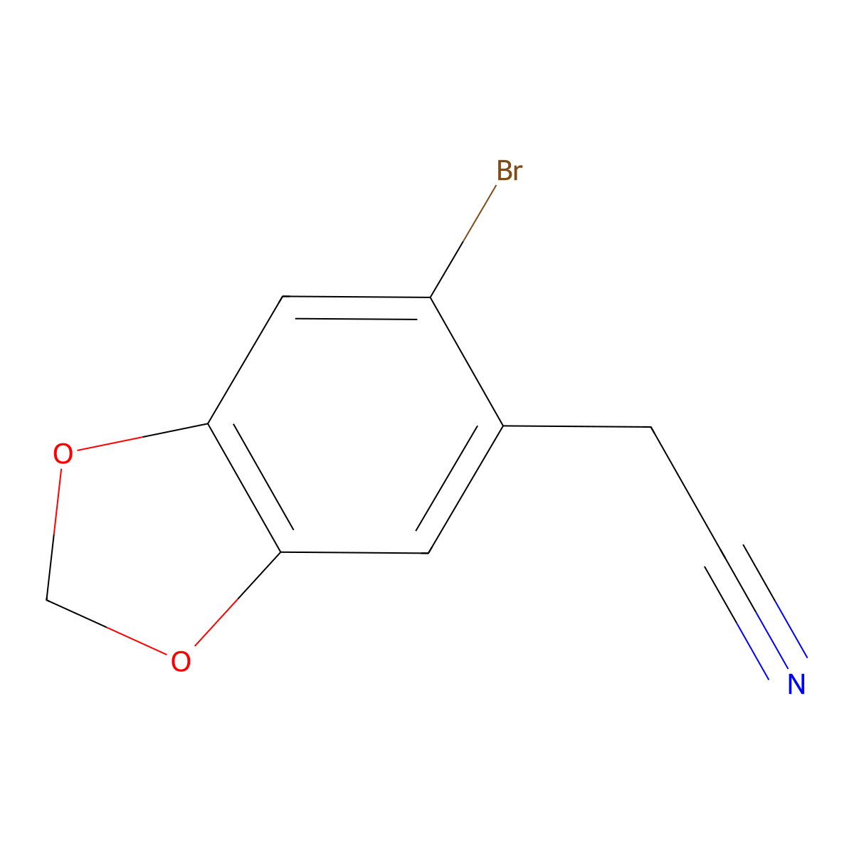 (6-Bromo-1,3-benzodioxol-5-yl)acetonitrile molecular structure, CAS 5434-50-4