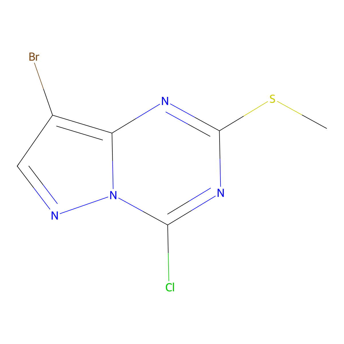 8-Bromo-4-chloro-2-(methylthio)pyrazolo(1,5-a)(1,3,5)triazine molecular structure, CAS 54346-33-7
