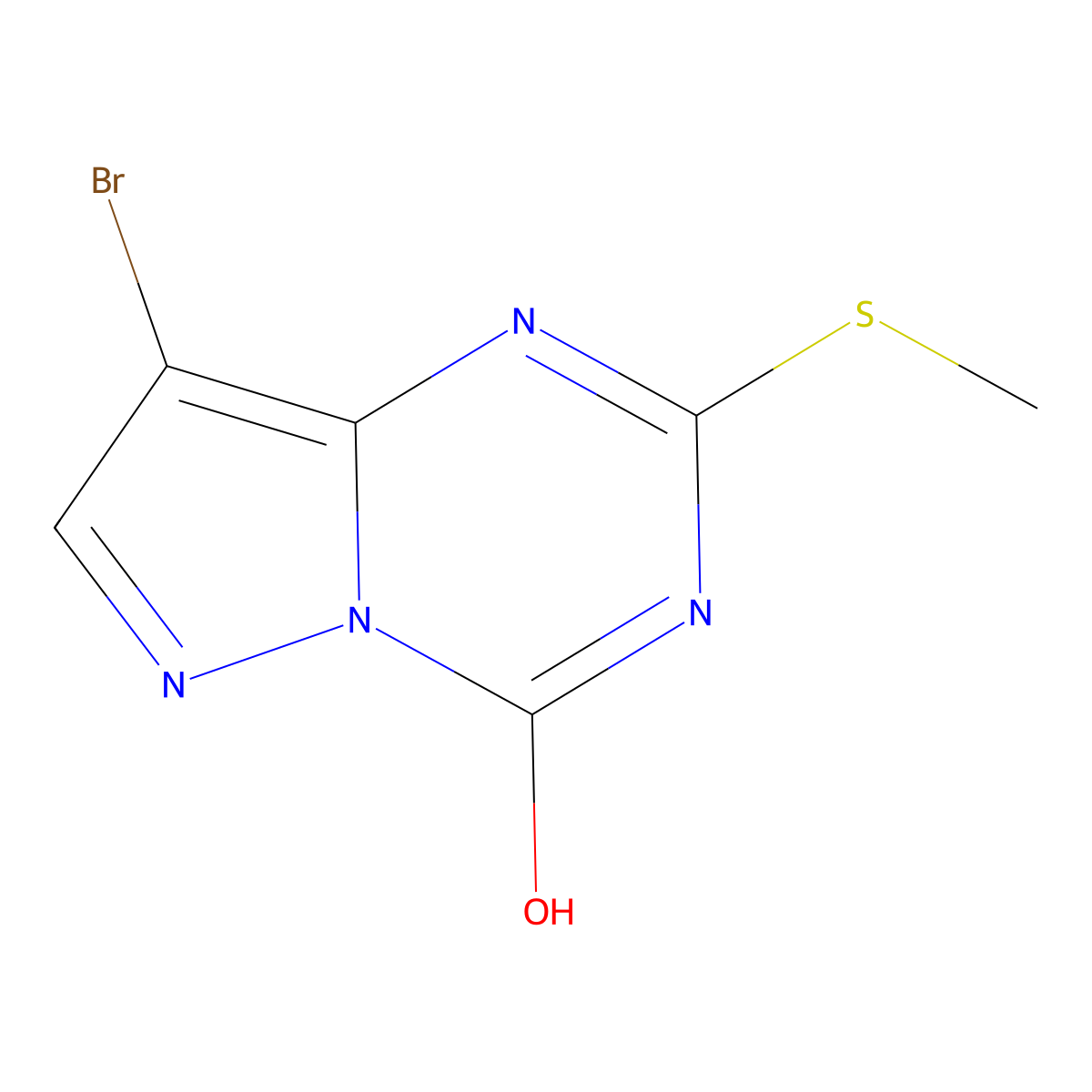 8-Bromo-2-(methylsulfanyl)pyrazolo(1,5-a)(1,3,5)triazin-4-ol molecular structure, CAS 54346-35-9
