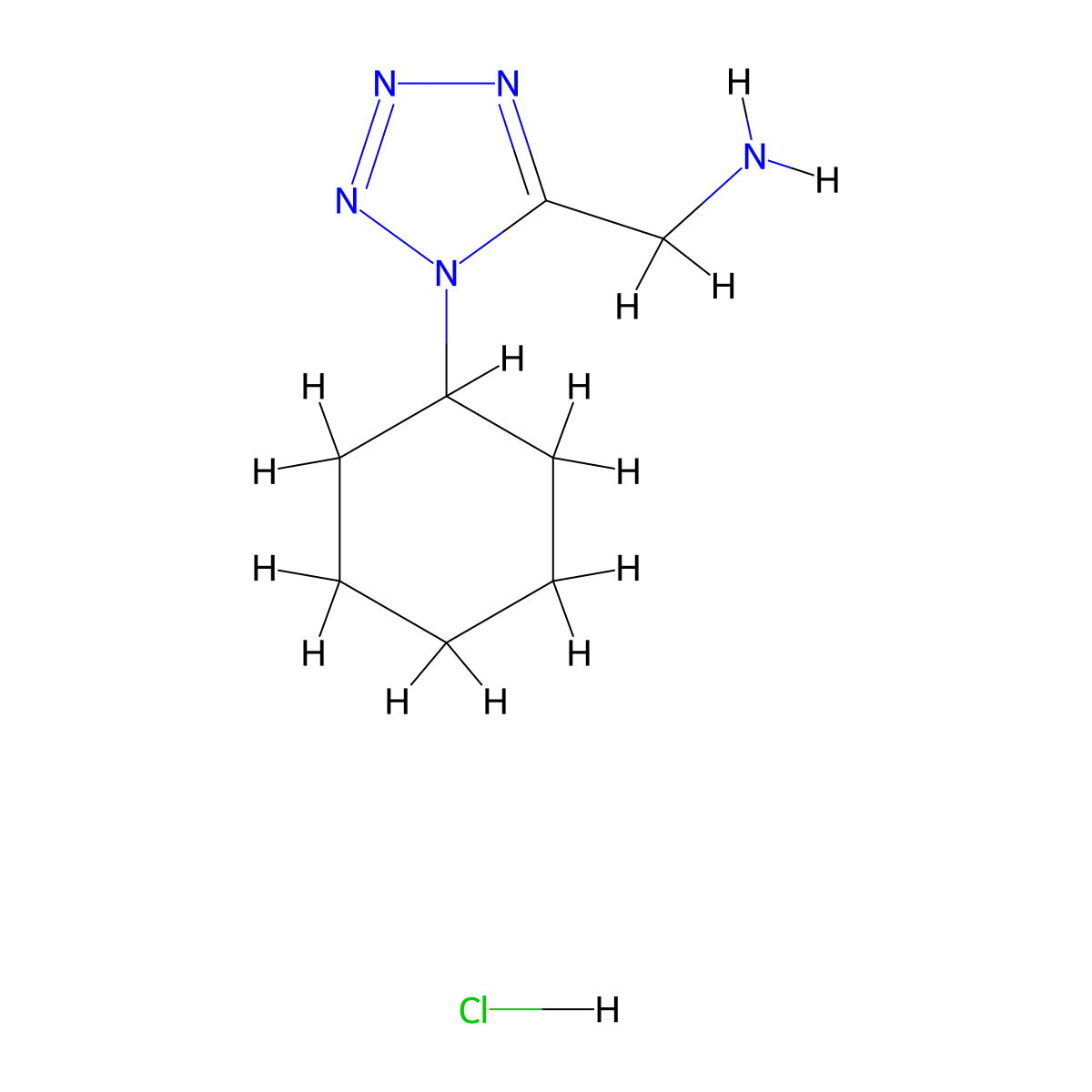 [(1-Cyclohexyl-1H-tetrazol-5-yl)methyl]amine hydrochloride molecular structure, CAS 54347-29-4