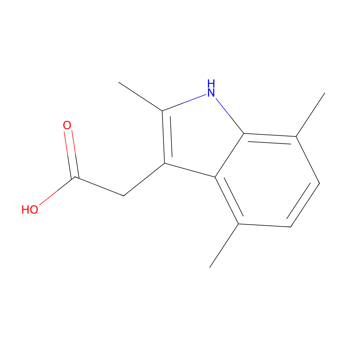 (2,4,7-trimethyl-1H-indol-3-yl)acetic acid molecular structure, CAS 5435-43-8