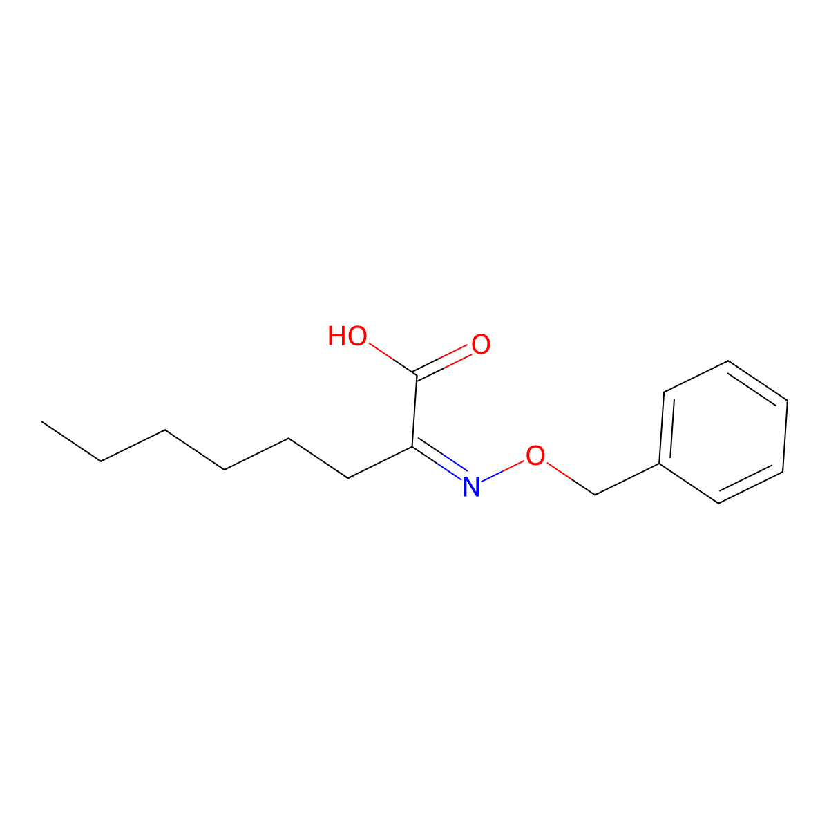 2-Phenylmethoxyiminooctanoic acid molecular structure, CAS 5435-48-3