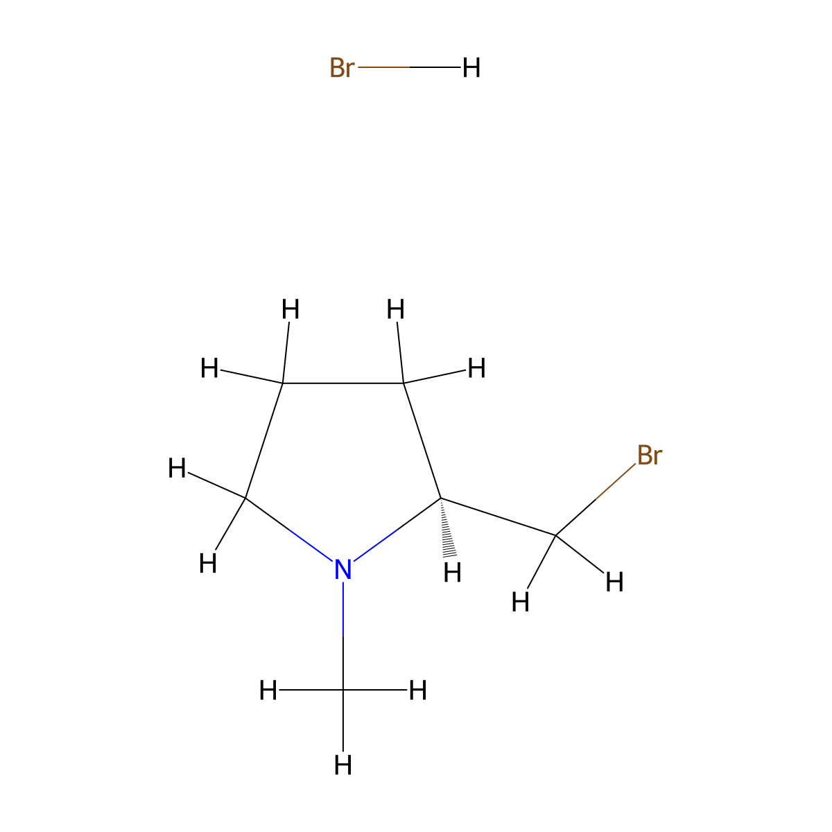 (2S)-2-(bromomethyl)-1-methylpyrrolidine hydrobromide molecular structure, CAS 54352-52-2