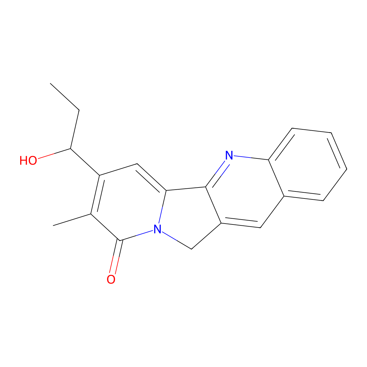 7-(1-hydroxypropyl)-8-methyl-11H-indolizino[1,2-b]quinolin-9-one molecular structure, CAS 54352-77-1