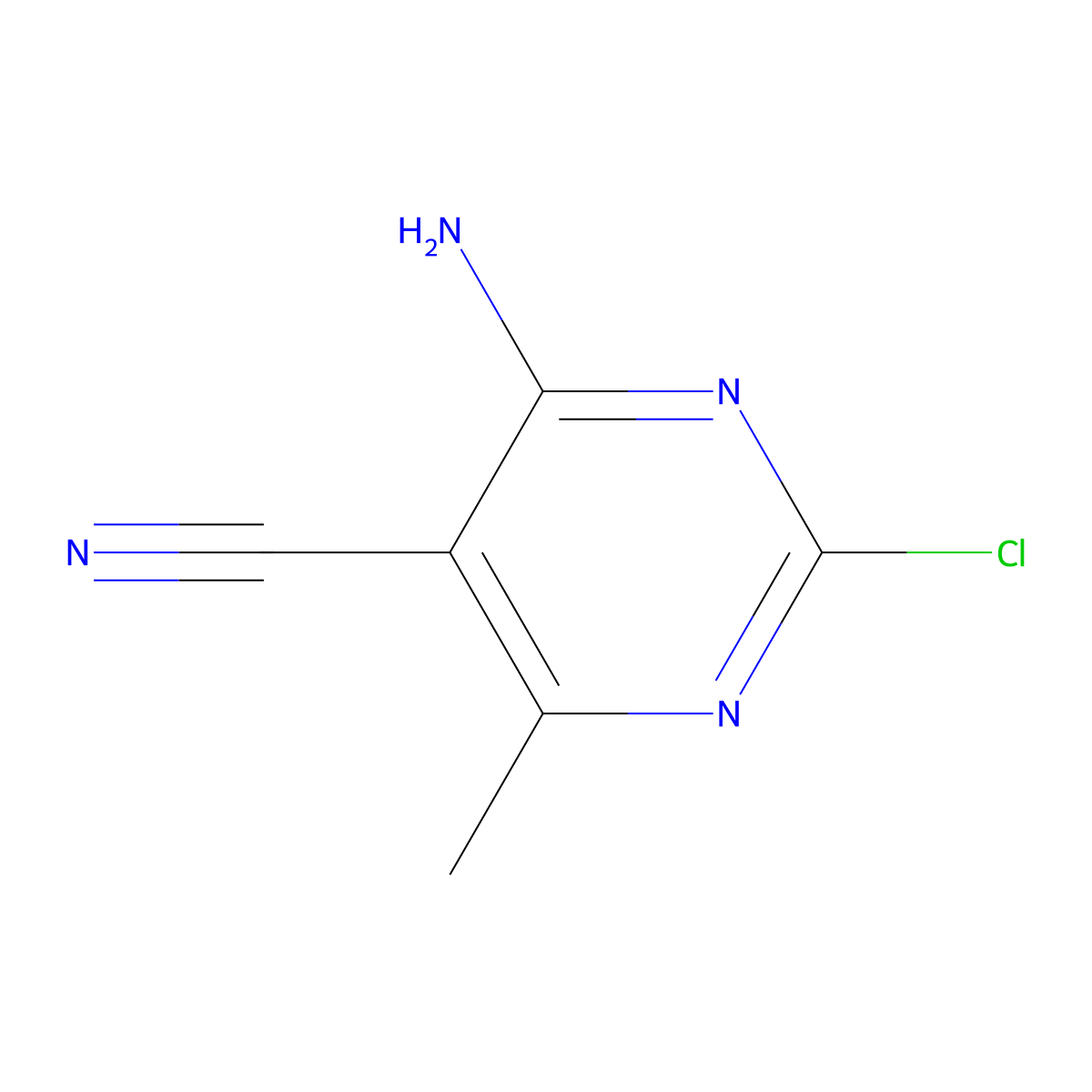 4-Amino-2-chloro-6-methylpyrimidine-5-carbonitrile molecular structure, CAS 54356-34-2