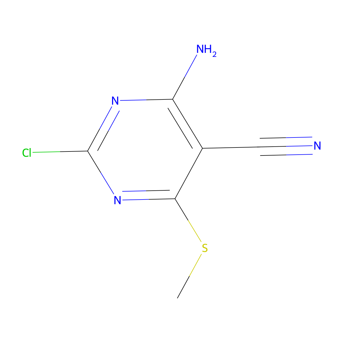 4-Amino-2-chloro-6-(methylthio)pyrimidine-5-carbonitrile molecular structure, CAS 54356-38-6