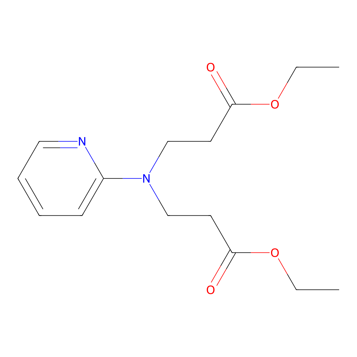 Ethyl 3-[(3-ethoxy-3-oxopropyl)-pyridin-2-ylamino]propanoate molecular structure, CAS 5436-02-2