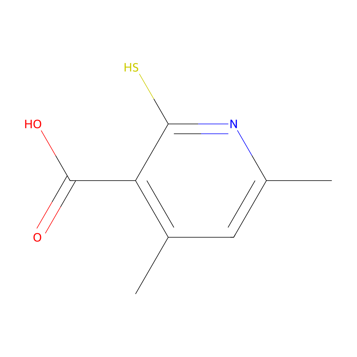 2-Mercapto-4,6-dimethylnicotinic acid molecular structure, CAS 54364-30-6