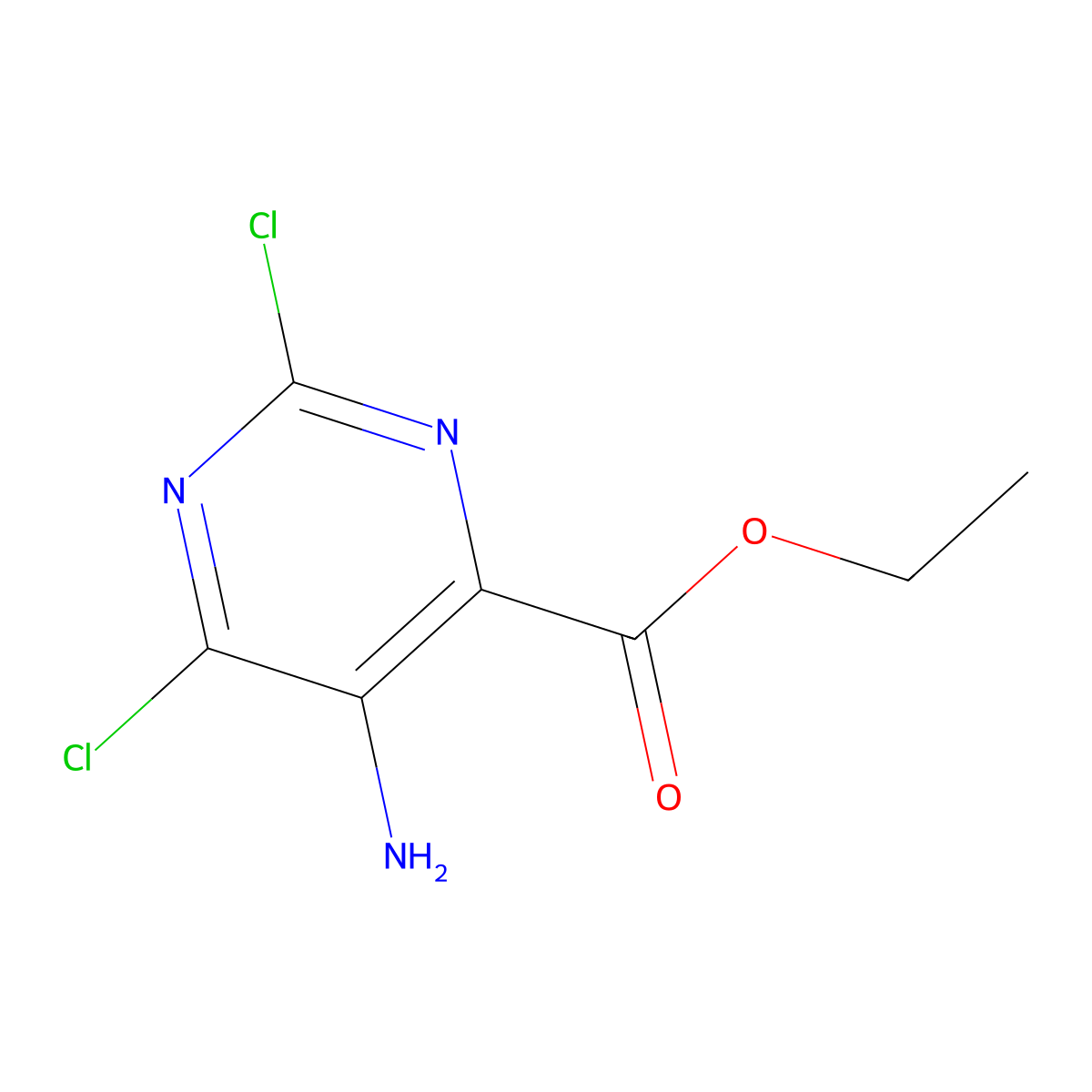 Ethyl 5-amino-2,6-dichloropyrimidine-4-carboxylate molecular structure, CAS 54368-62-6