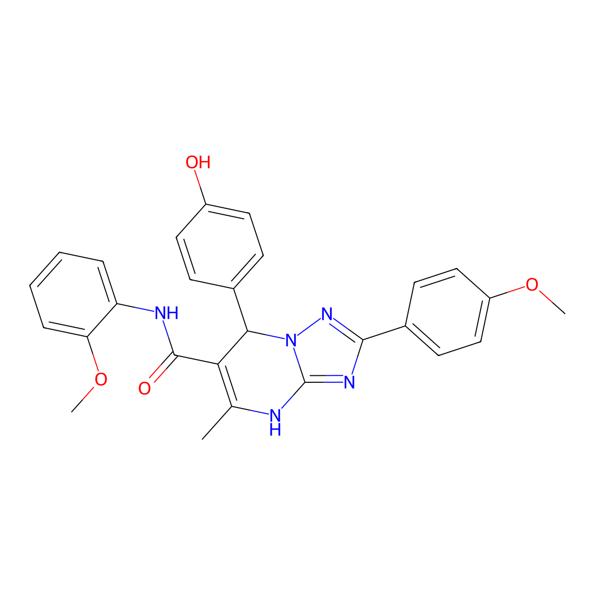 7-(4-hydroxyphenyl)-N-(2-methoxyphenyl)-2-(4-methoxyphenyl)-5-methyl-4,7-dihydro-[1,2,4]triazolo[1,5-a]pyrimidine-6-carboxamide molecular structure, CAS 543680-60-0