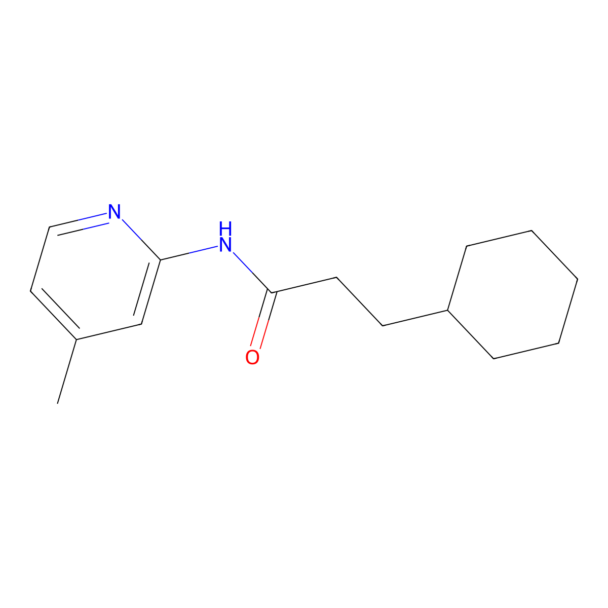 3-cyclohexyl-N-(4-methylpyridin-2-yl)propanamide molecular structure, CAS 543684-69-1