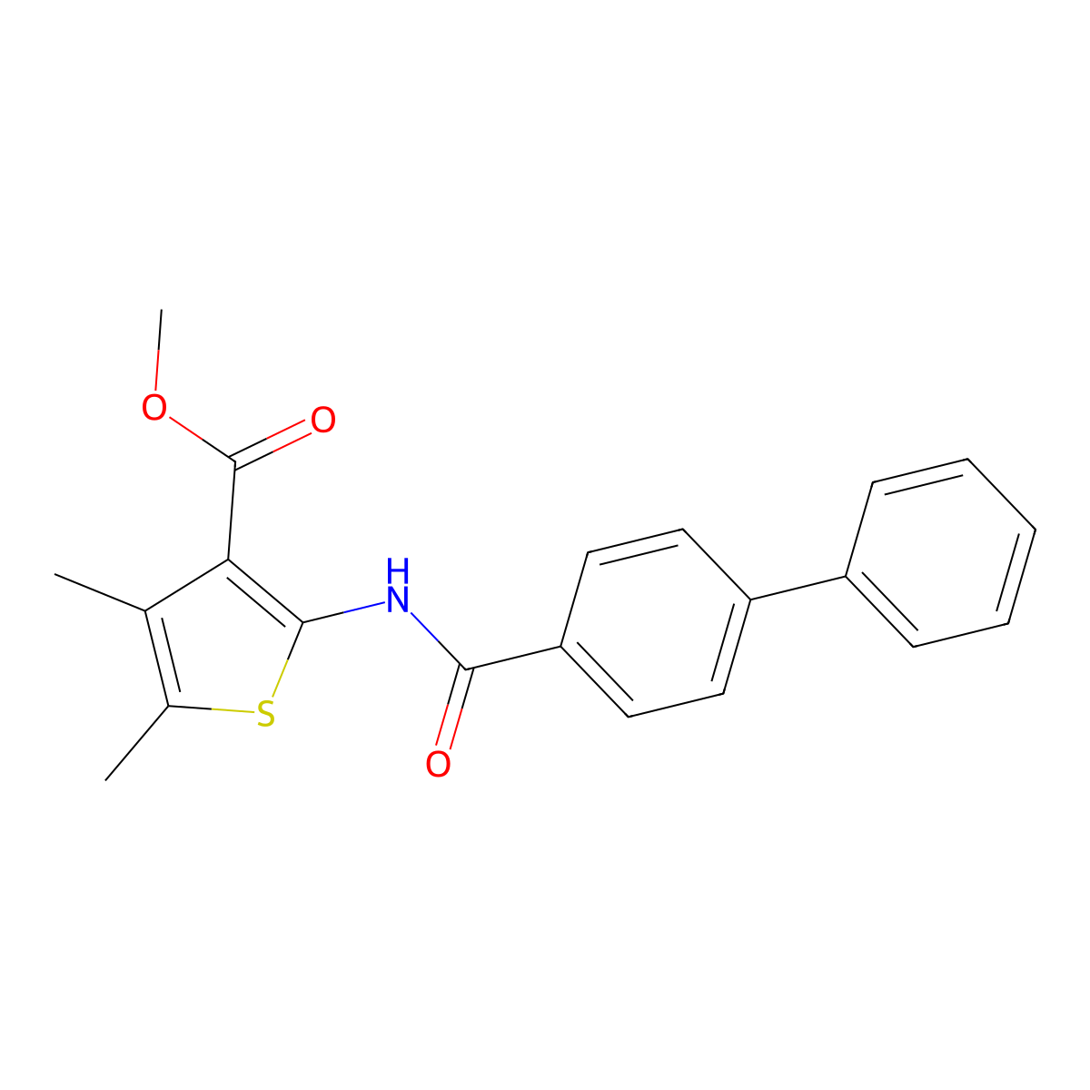 Methyl 4,5-dimethyl-2-[(4-phenylbenzoyl)amino]thiophene-3-carboxylate molecular structure, CAS 543685-02-5