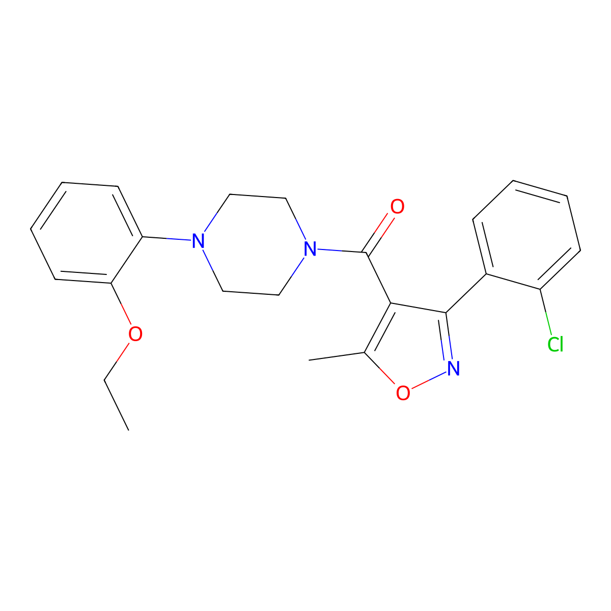 [3-(2-Chlorophenyl)-5-methyl-1,2-oxazol-4-yl]-[4-(2-ethoxyphenyl)piperazin-1-yl]methanone molecular structure, CAS 543685-21-8