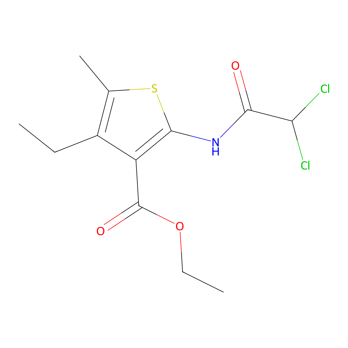 Ethyl 2-[(2,2-dichloroacetyl)amino]-4-ethyl-5-methylthiophene-3-carboxylate molecular structure, CAS 543685-82-1