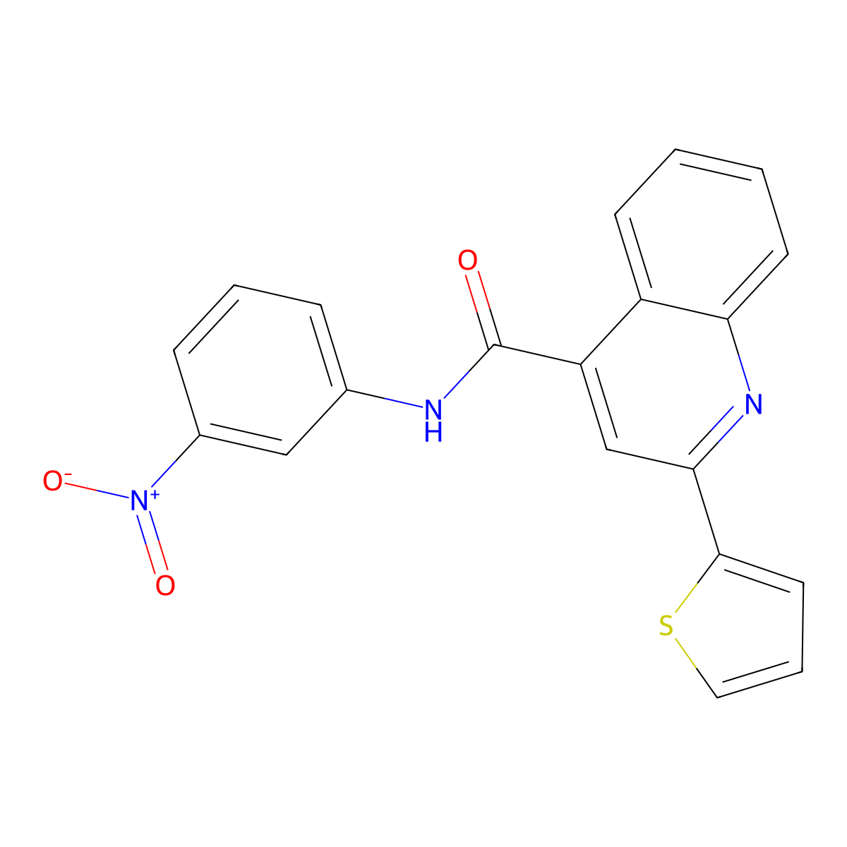 N-(3-nitrophenyl)-2-thiophen-2-ylquinoline-4-carboxamide molecular structure, CAS 543685-94-5