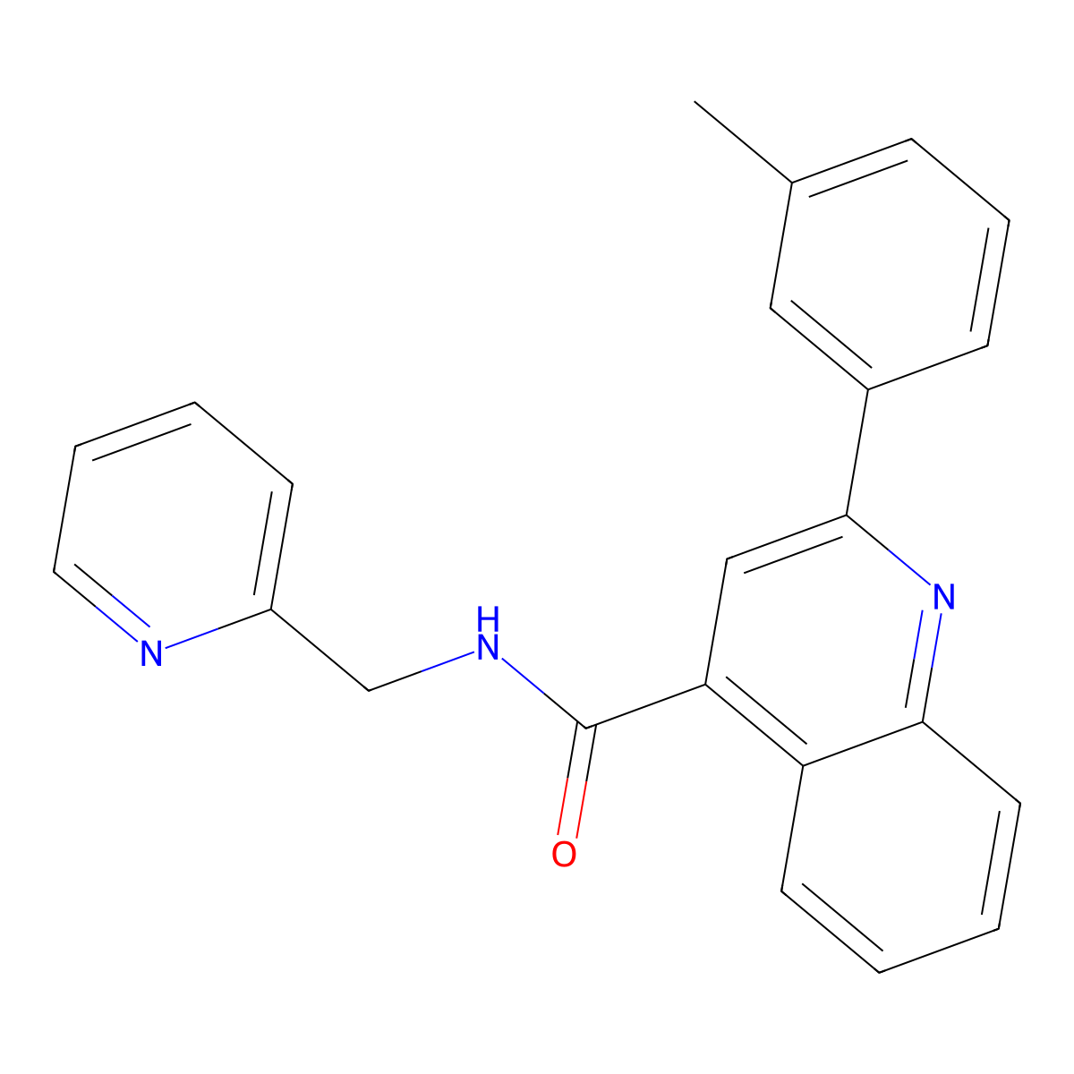 2-(3-methylphenyl)-N-(pyridin-2-ylmethyl)quinoline-4-carboxamide molecular structure, CAS 543686-07-3
