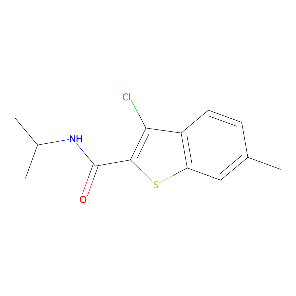 3-chloro-6-methyl-N-(propan-2-yl)-1-benzothiophene-2-carboxamide molecular structure, CAS 543686-66-4