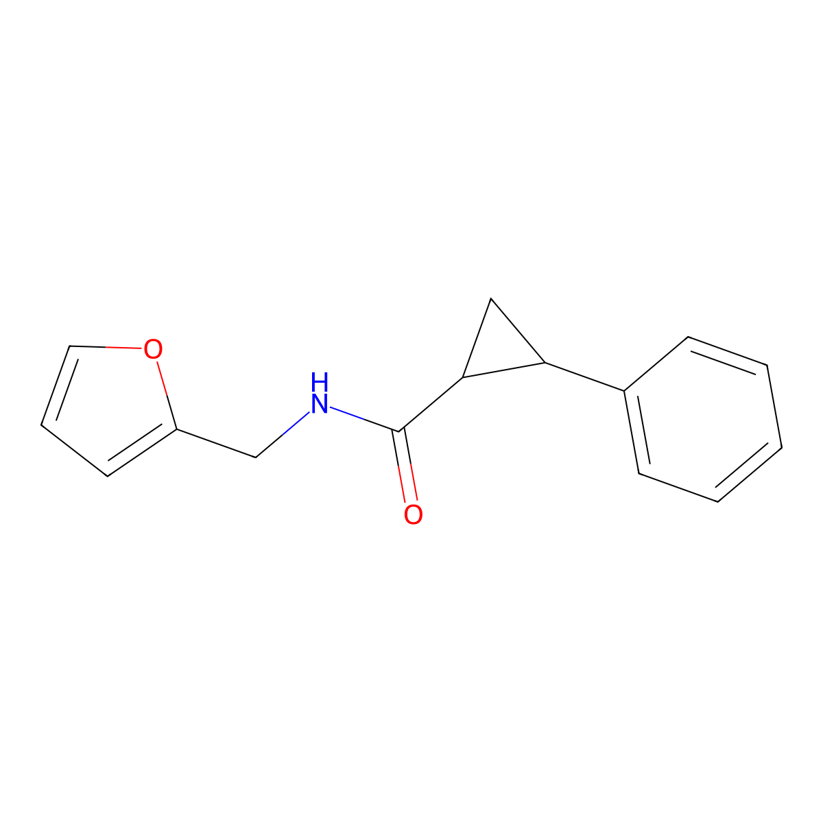 N-(furan-2-ylmethyl)-2-phenylcyclopropane-1-carboxamide molecular structure, CAS 543686-94-8