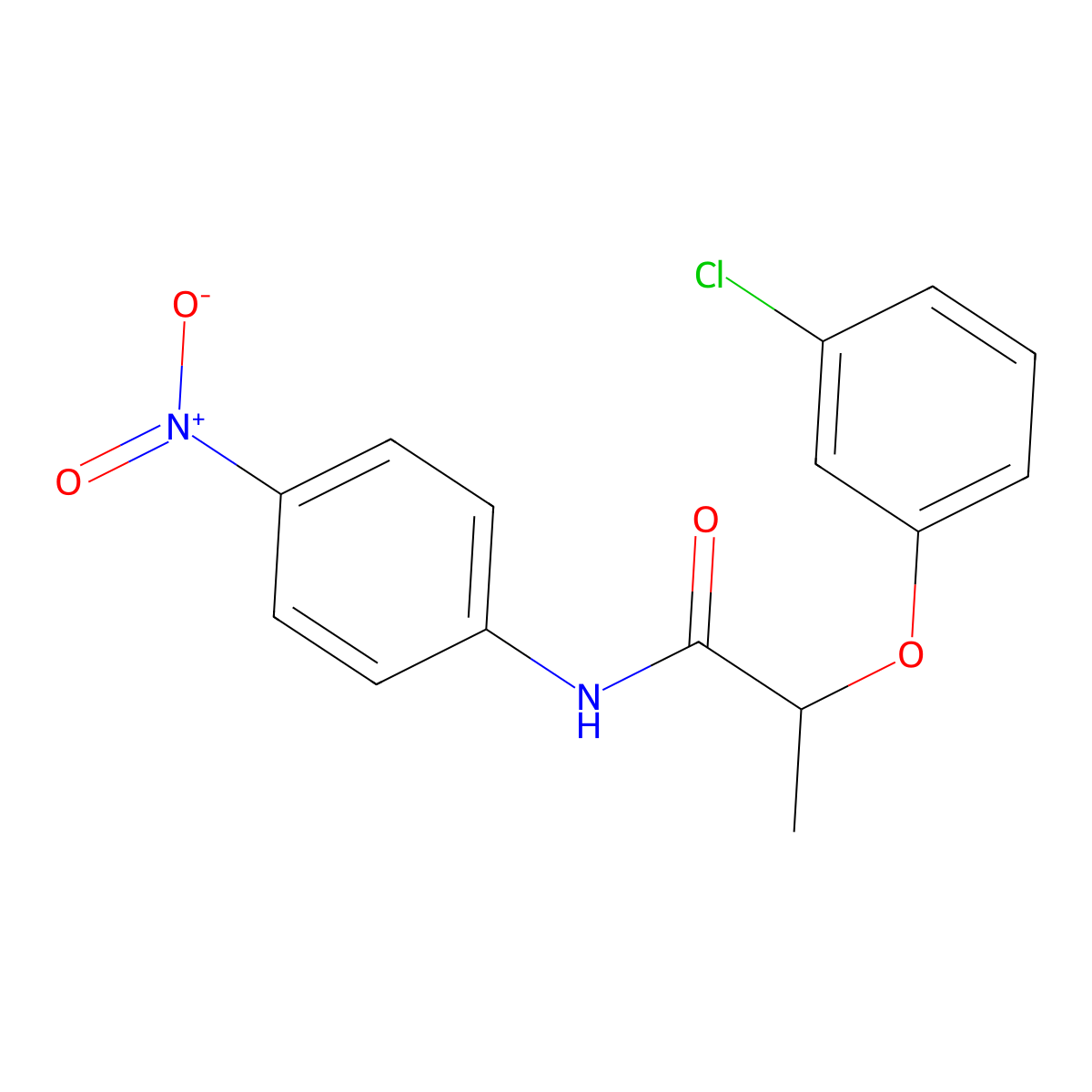2-(3-chlorophenoxy)-N-(4-nitrophenyl)propanamide molecular structure, CAS 543687-42-9