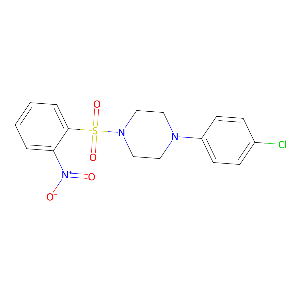 1-(4-Chlorophenyl)-4-(2-nitrophenyl)sulfonylpiperazine molecular structure, CAS 543687-92-9