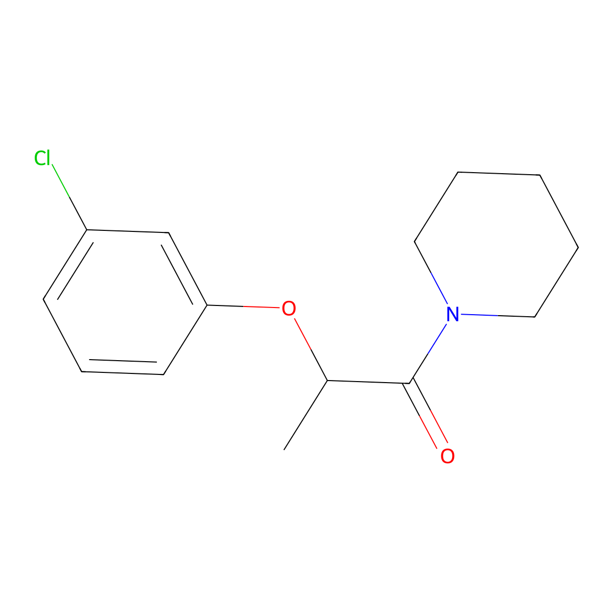 2-(3-Chlorophenoxy)-1-(piperidin-1-yl)propan-1-one molecular structure, CAS 543688-38-6